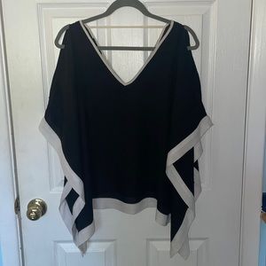 BCX Black and White Poncho Top